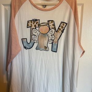 Joy Angel Shirt - White and Pink